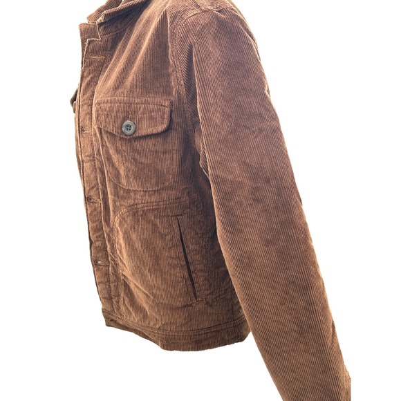 Mutual Weave Sherpa Lined Corduroy Trucker Jacket Brown Western Workwear S - Picture 6 of 15